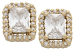 Cubic Zirconia Clear Rectangle Stone Earrings